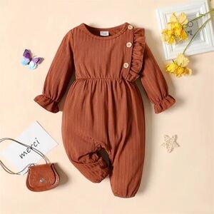 Brown Ruffled Baby Romper